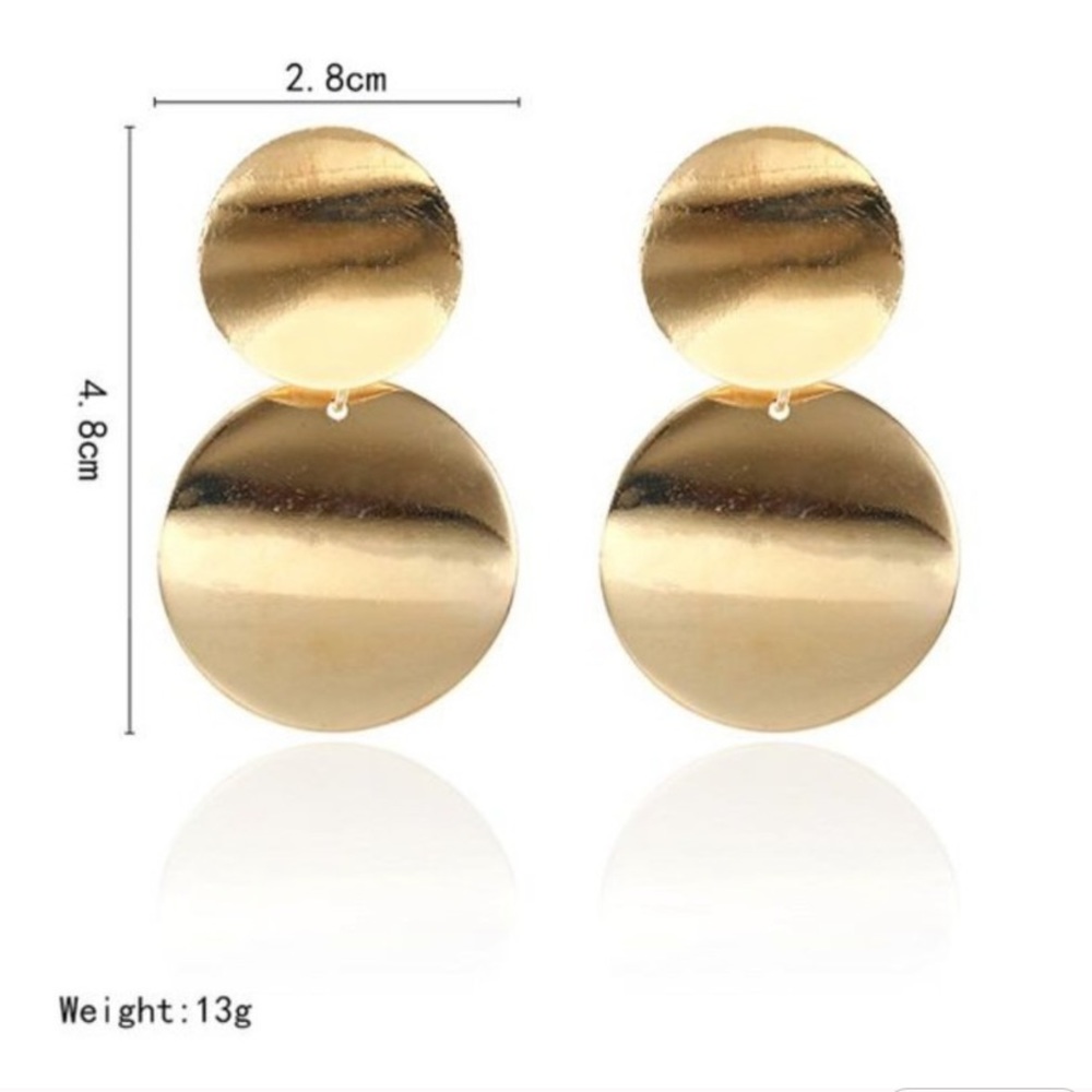 Silver Tone Dangle Disc Earrings - Picture 4 of 4